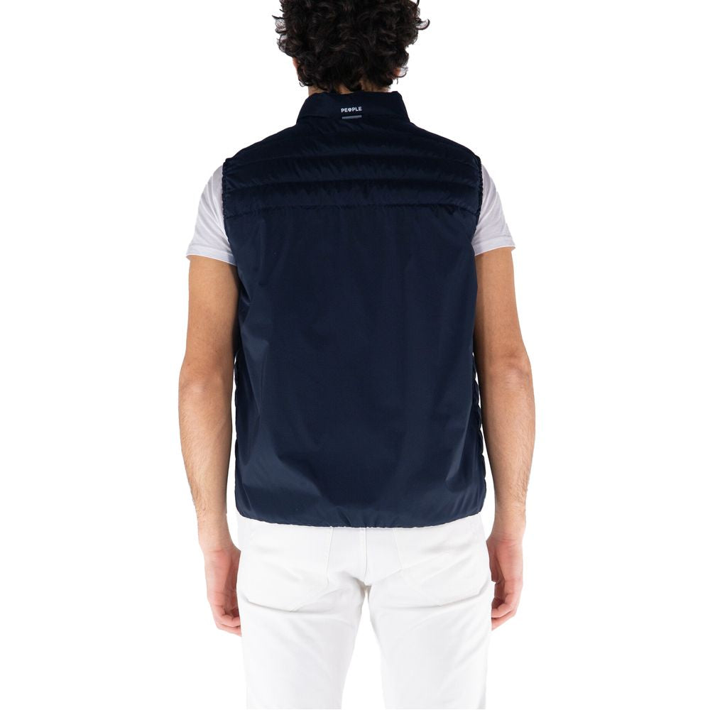 Blue Polyester Men's Vest