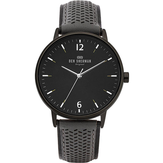 Black Leather Dress Watch