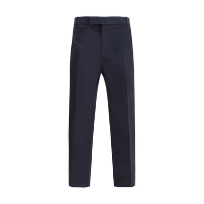 Blue Cotton Casual Pants