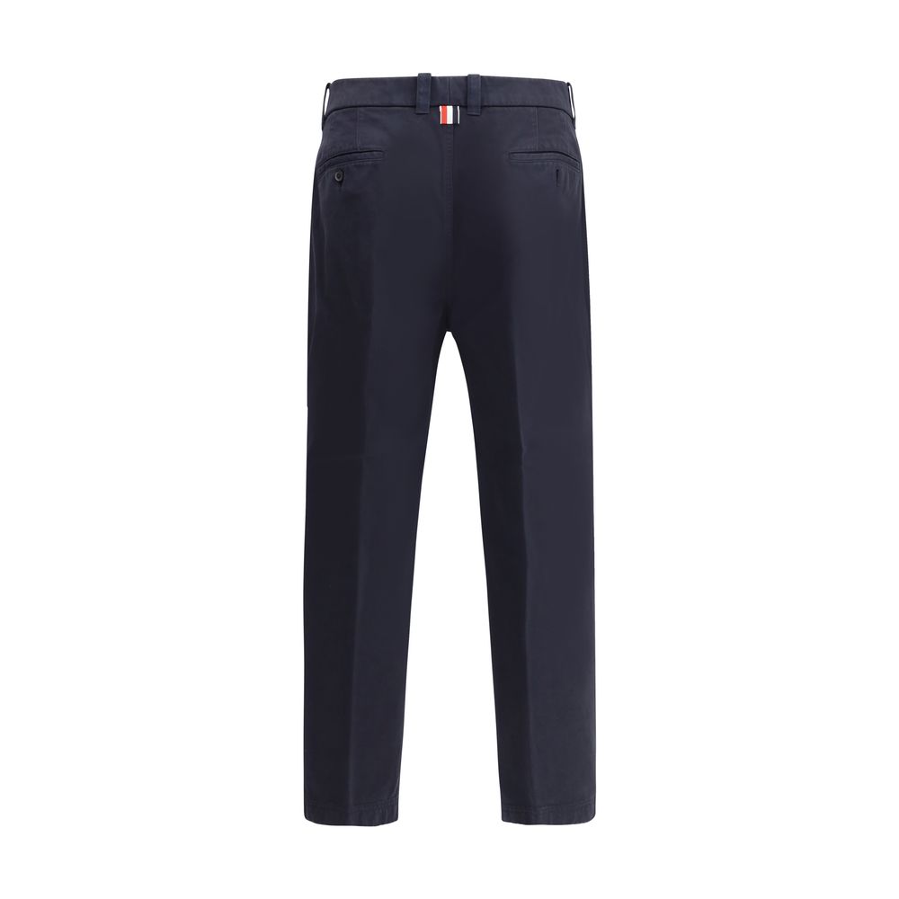 Blue Cotton Casual Pants
