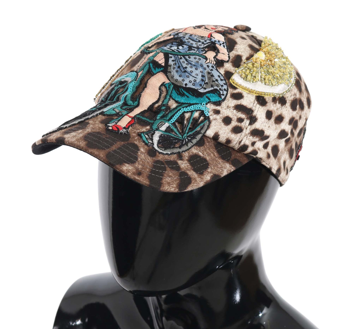 Gorra de béisbol elegante con lentejuelas y estampado de leopardo