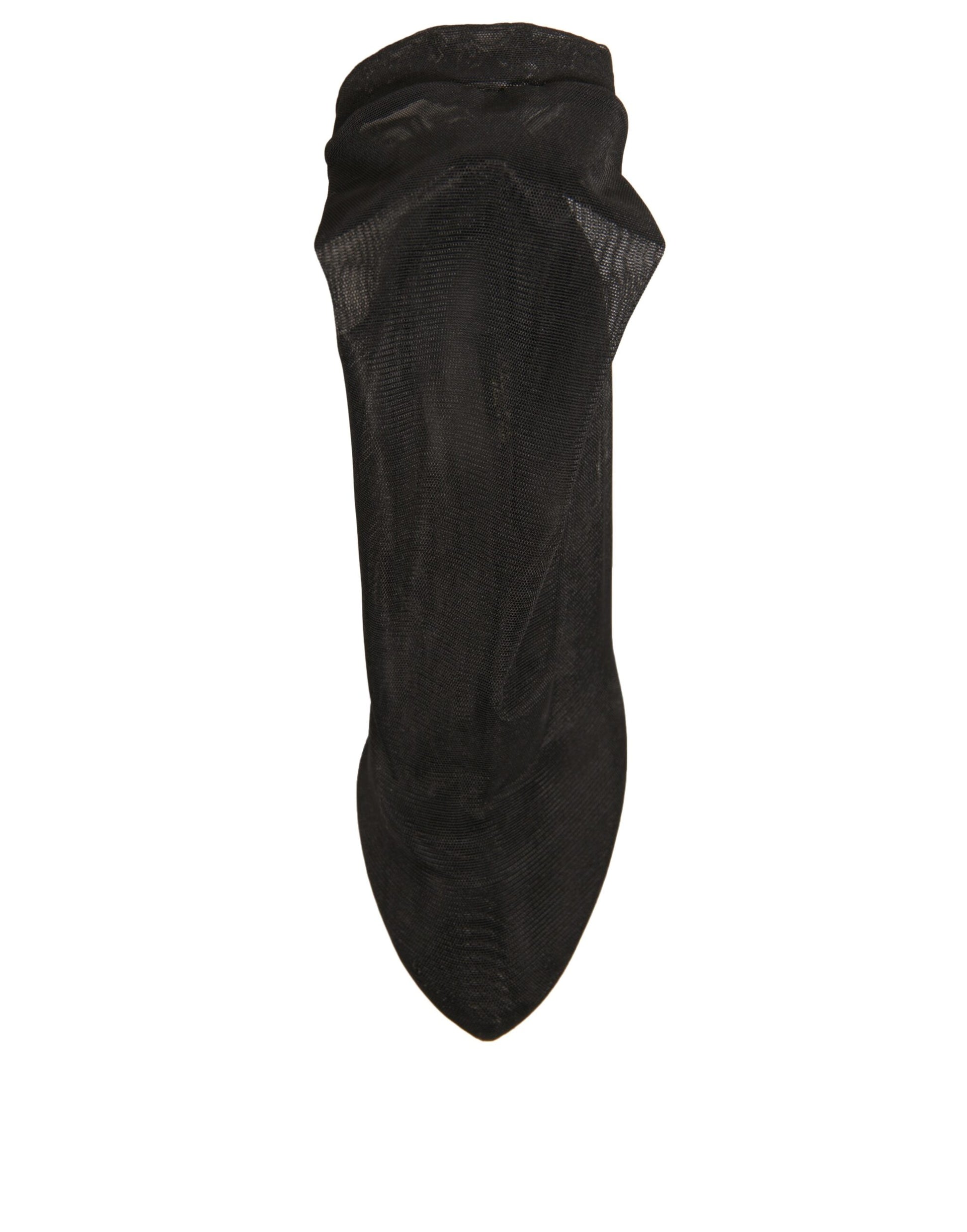 Black Silk Mesh Sock Style Heels Boots Shoes