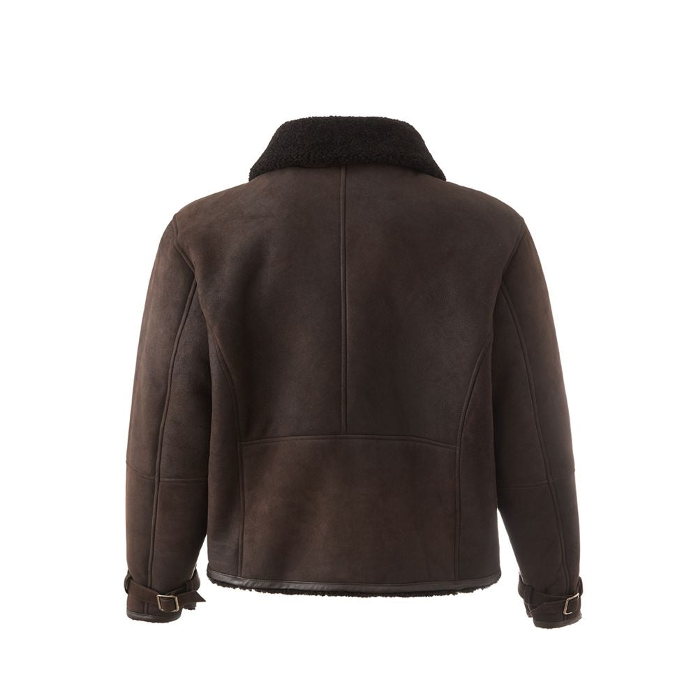 Elegante chaqueta de cuero marrón Montone