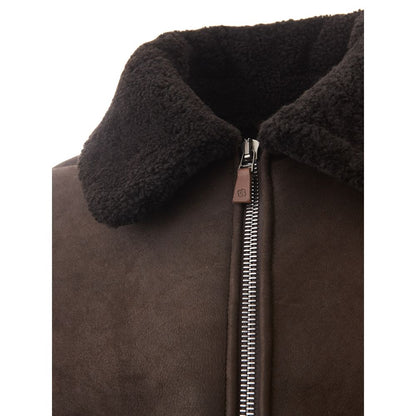 Elegante chaqueta de cuero marrón Montone