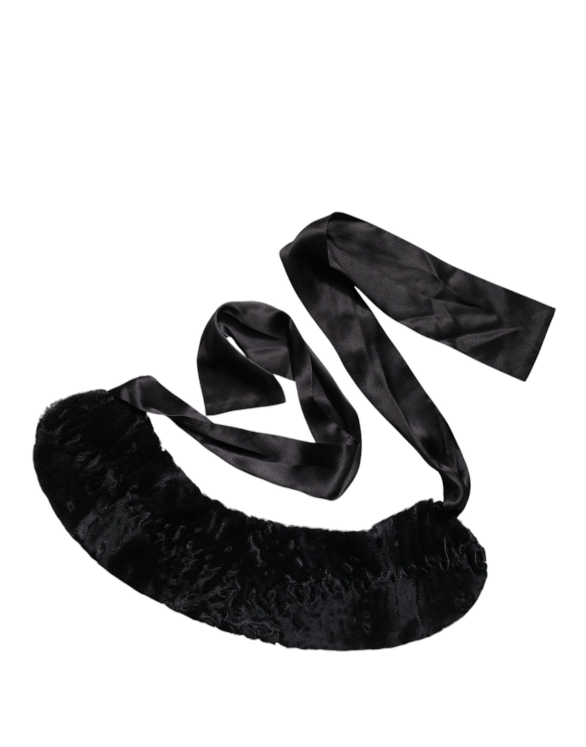 Black Lamb Fur Women Neck Warmer Winter Scarf