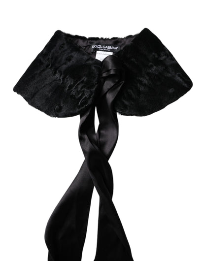 Black Lamb Fur Women Neck Warmer Winter Scarf