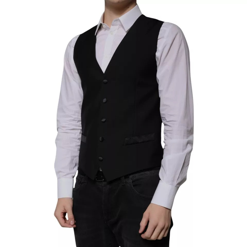 Black Wool Formal Dress Men Waistcoat Vest