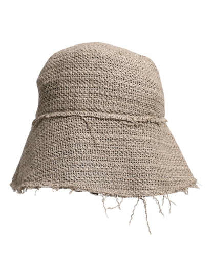 Beige Linen Wide Brim Bucket Hat