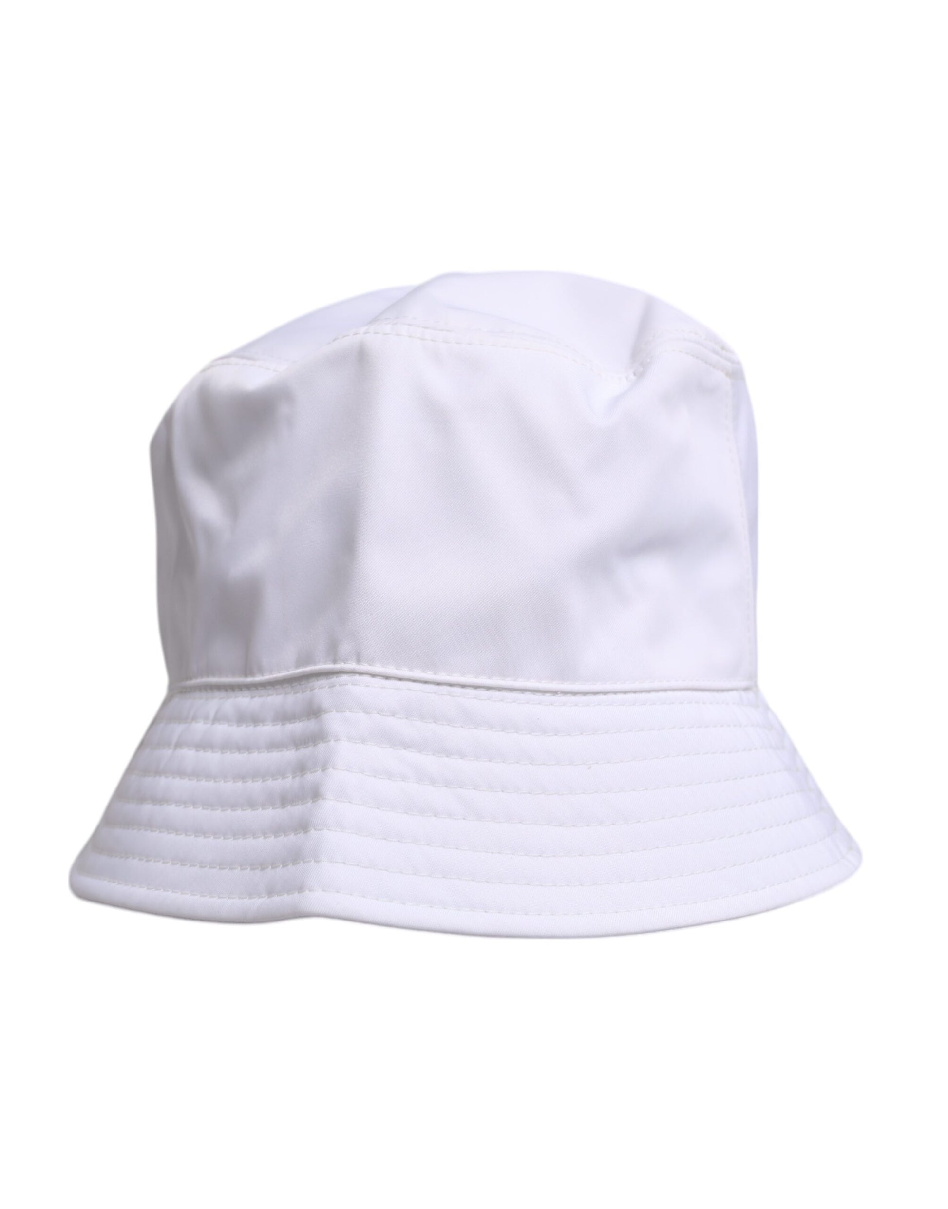 White Cotton Wide Brim Bucket Hat