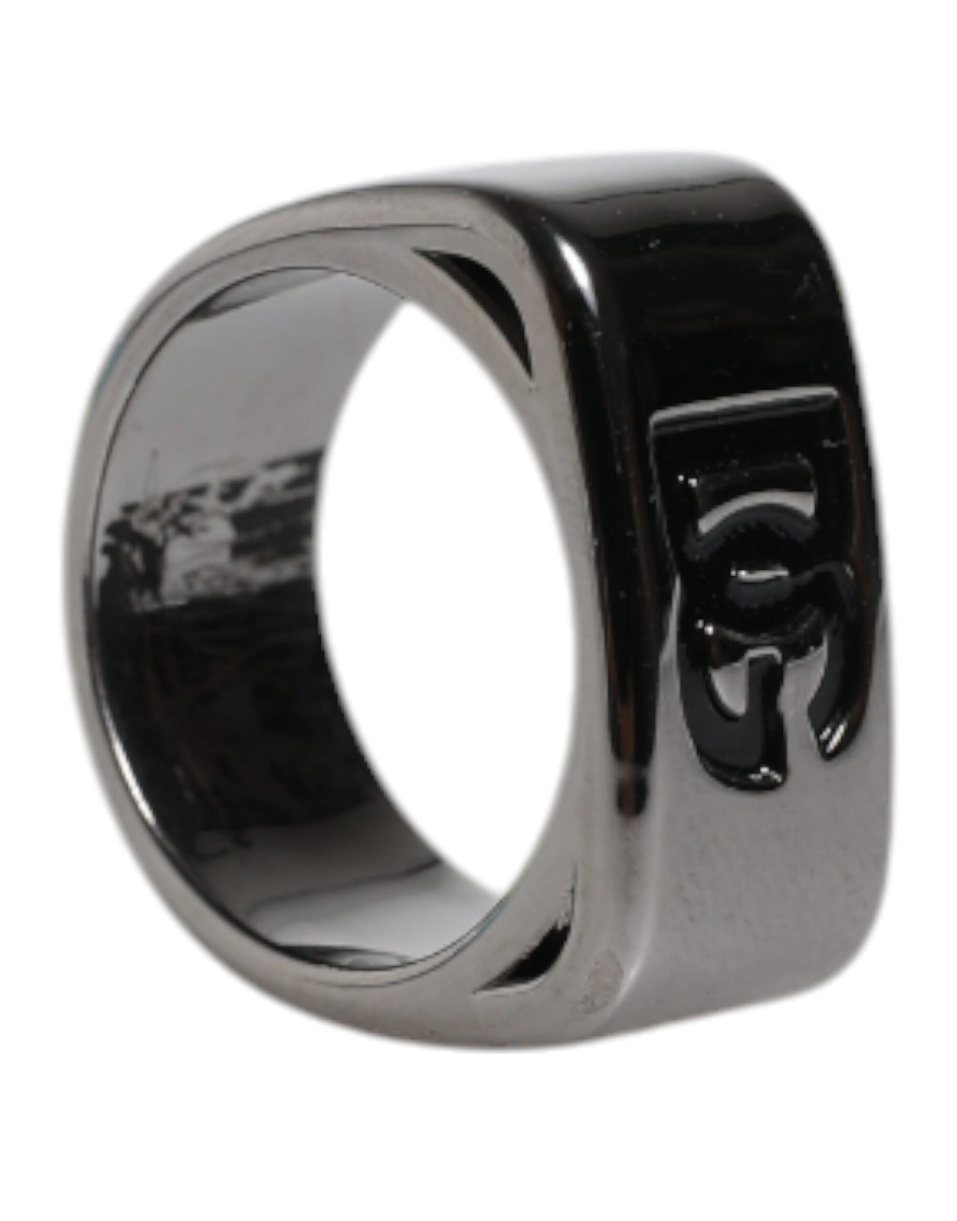 Silver Tone Brass Anello DG Logo Ring