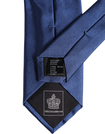 Blue Solid Silk Adjustable Necktie Tie