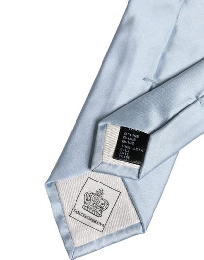 Light Blue Solid Silk Adjustable Necktie Tie