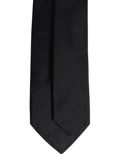 Black Solid Silk Adjustable Necktie Tie