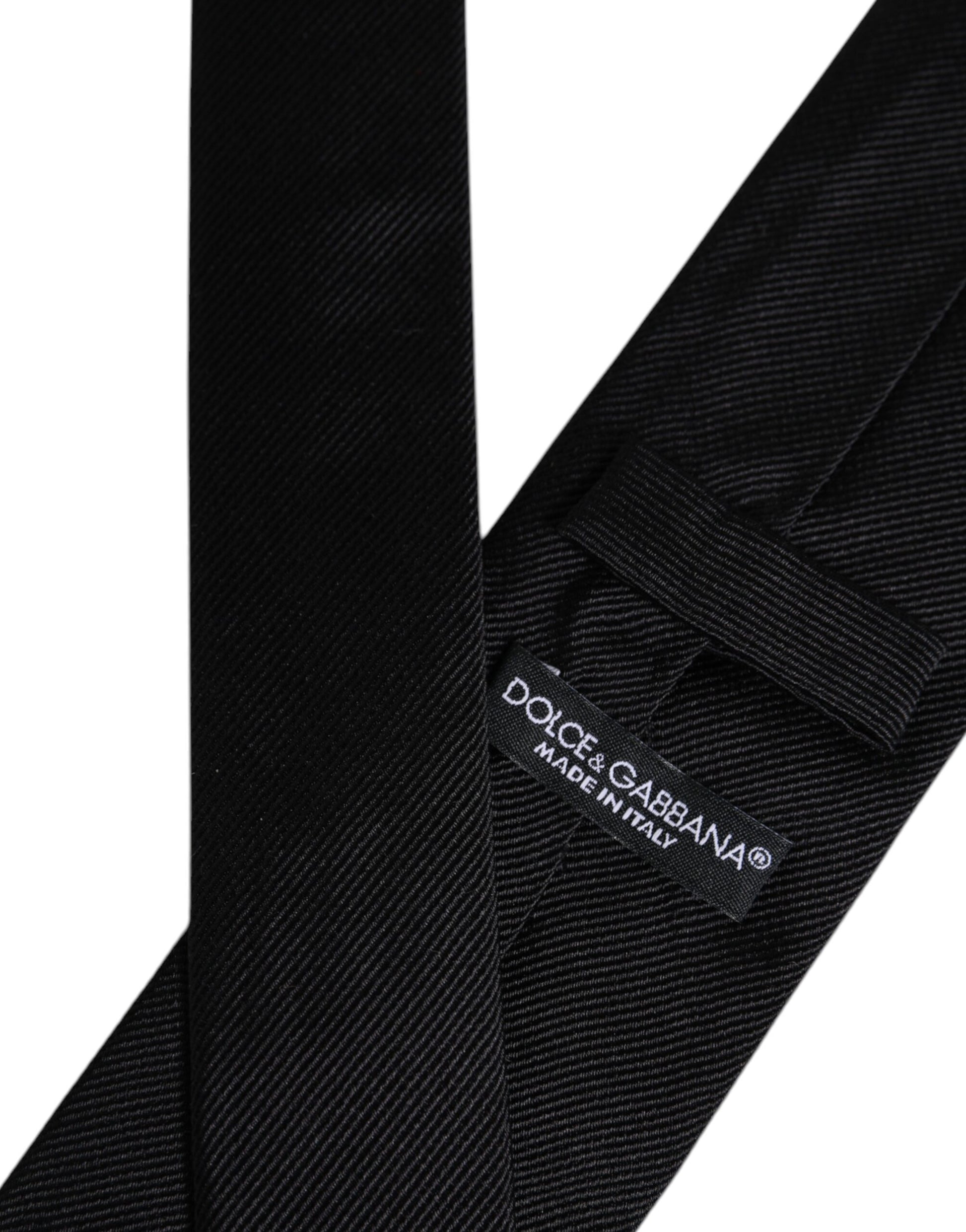 Black Solid Silk Adjustable Necktie Tie