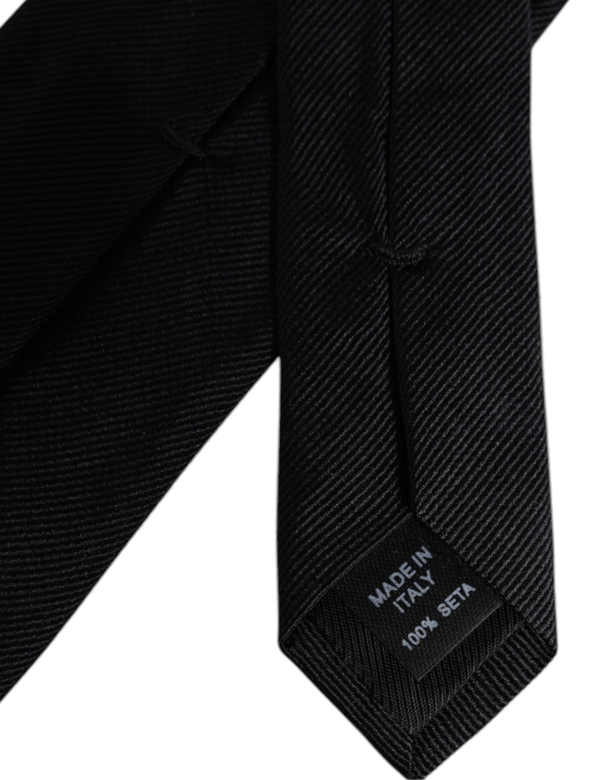 Black Solid Silk Adjustable Necktie Tie
