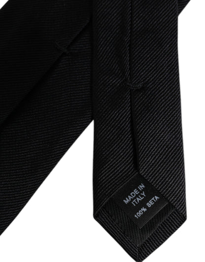 Black Solid Silk Adjustable Necktie Tie