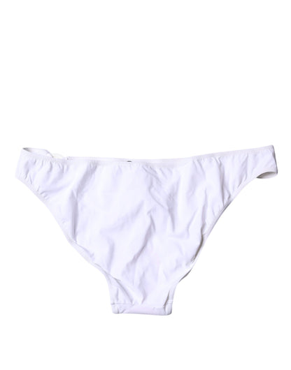 White Nylon Beachwear Bikini Bottom Swimwear