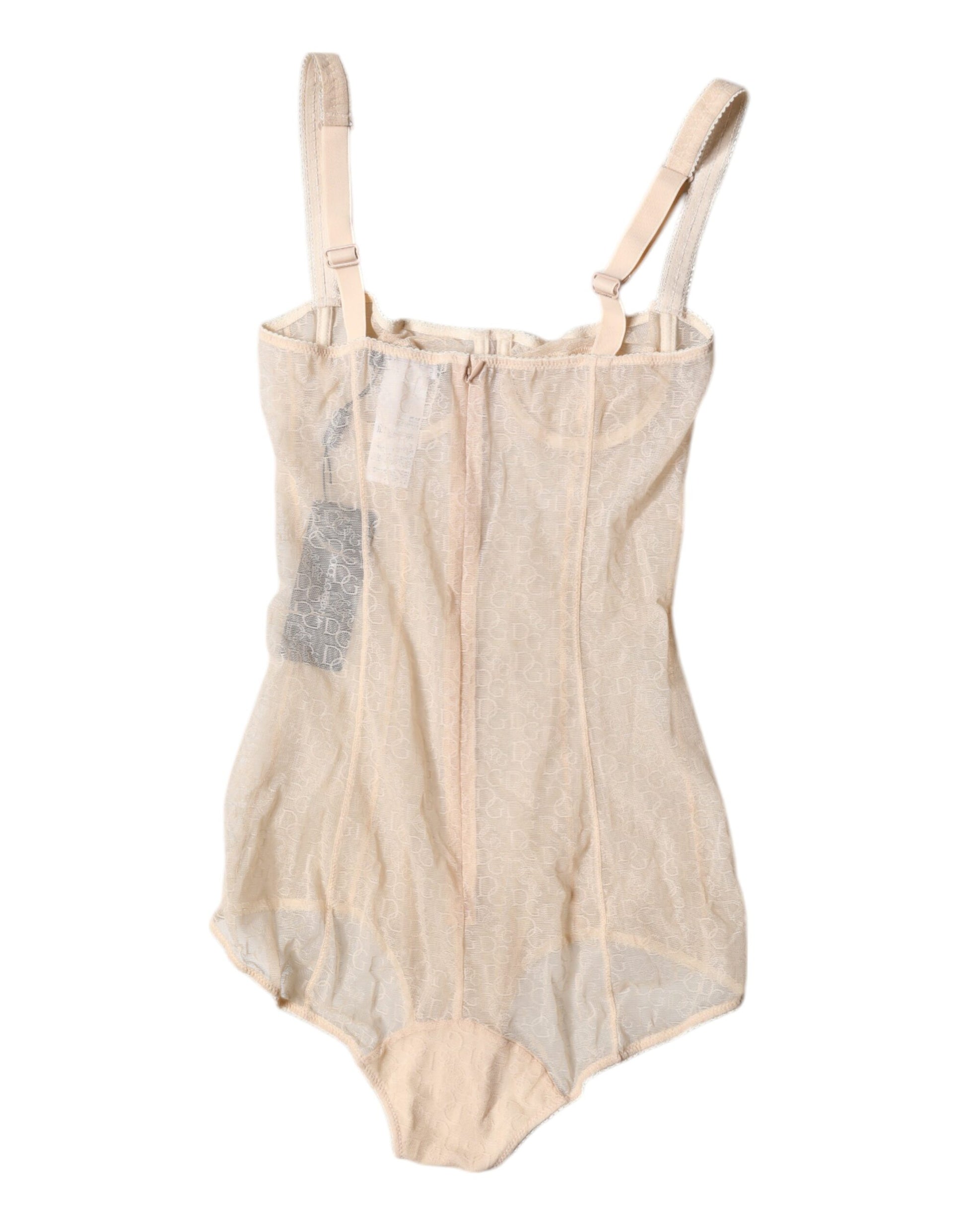 Beige Tulle Balconette Bra Bodysuit Underwear