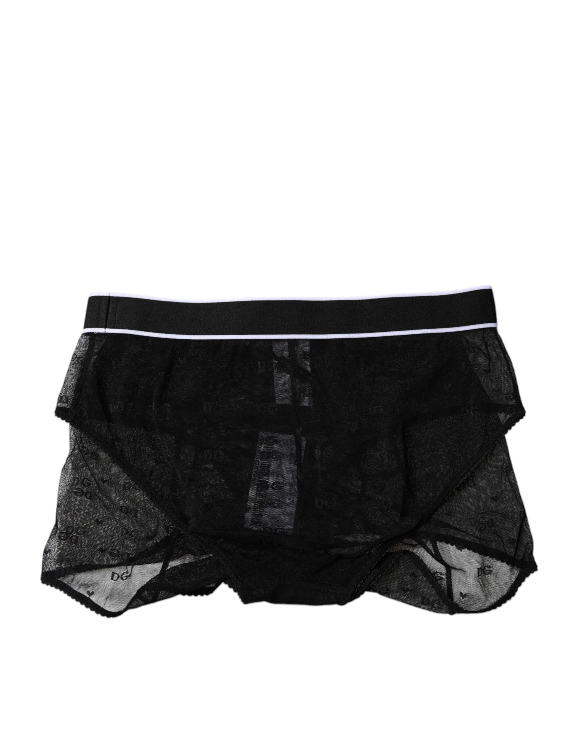 Black Tulle Nylon Mid Waist Panty Underwear