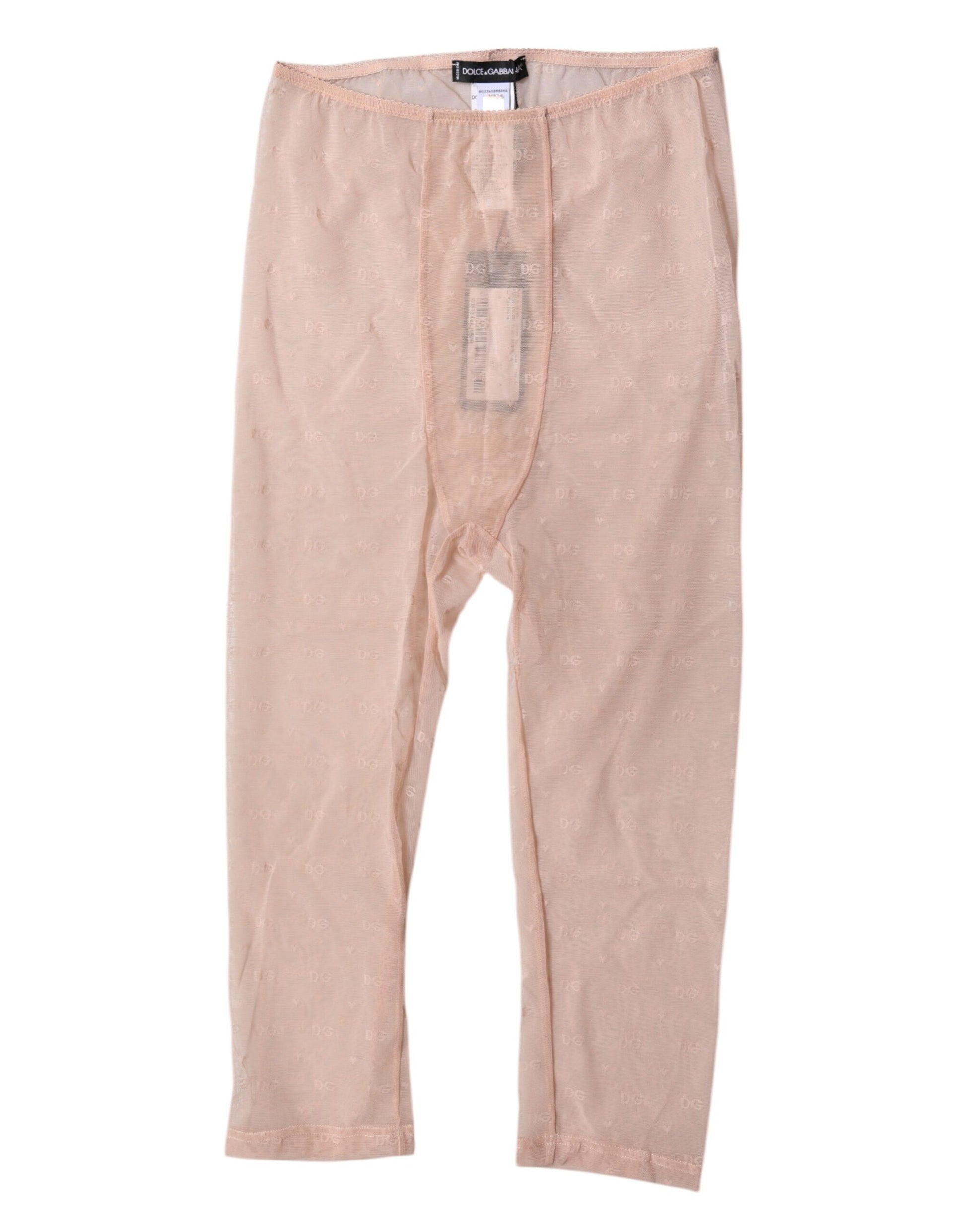 Beige Logo Lace Lingerie Cropped Tights Underwear