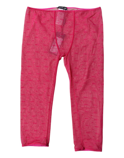 Fuchsia Logo Lace Lingerie Cropped Tight Underwear