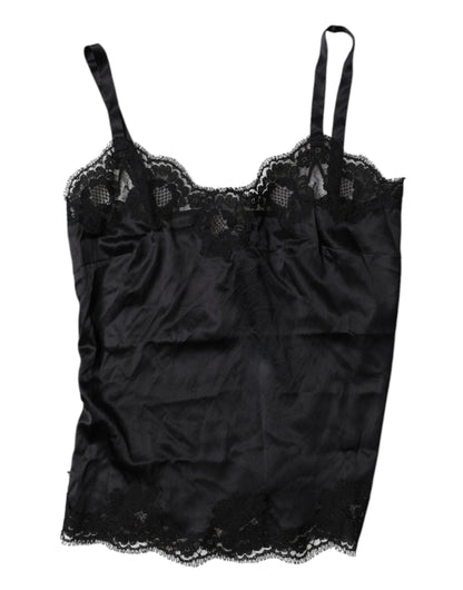Black Lace Silk Blend Camisole Top Underwear