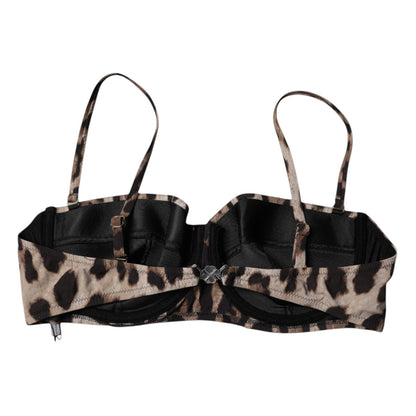 Brown Leopard Nylon Balconcino Bra Underwear