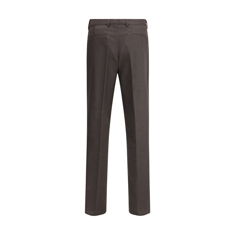 Brown Fleece Wool Casual Pants