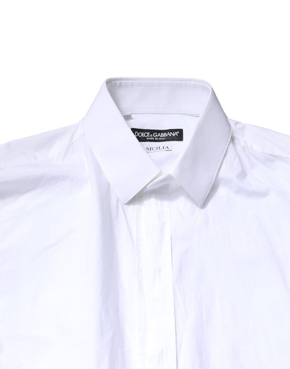 White SICILIA Cotton Formal Men Dress Shirt