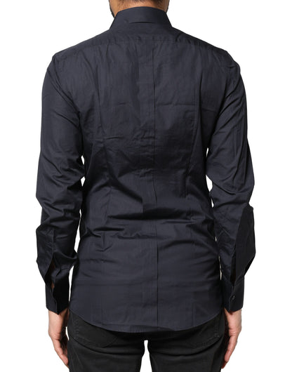 Dark Blue GOLD Cotton Long Sleeves Dress Shirt