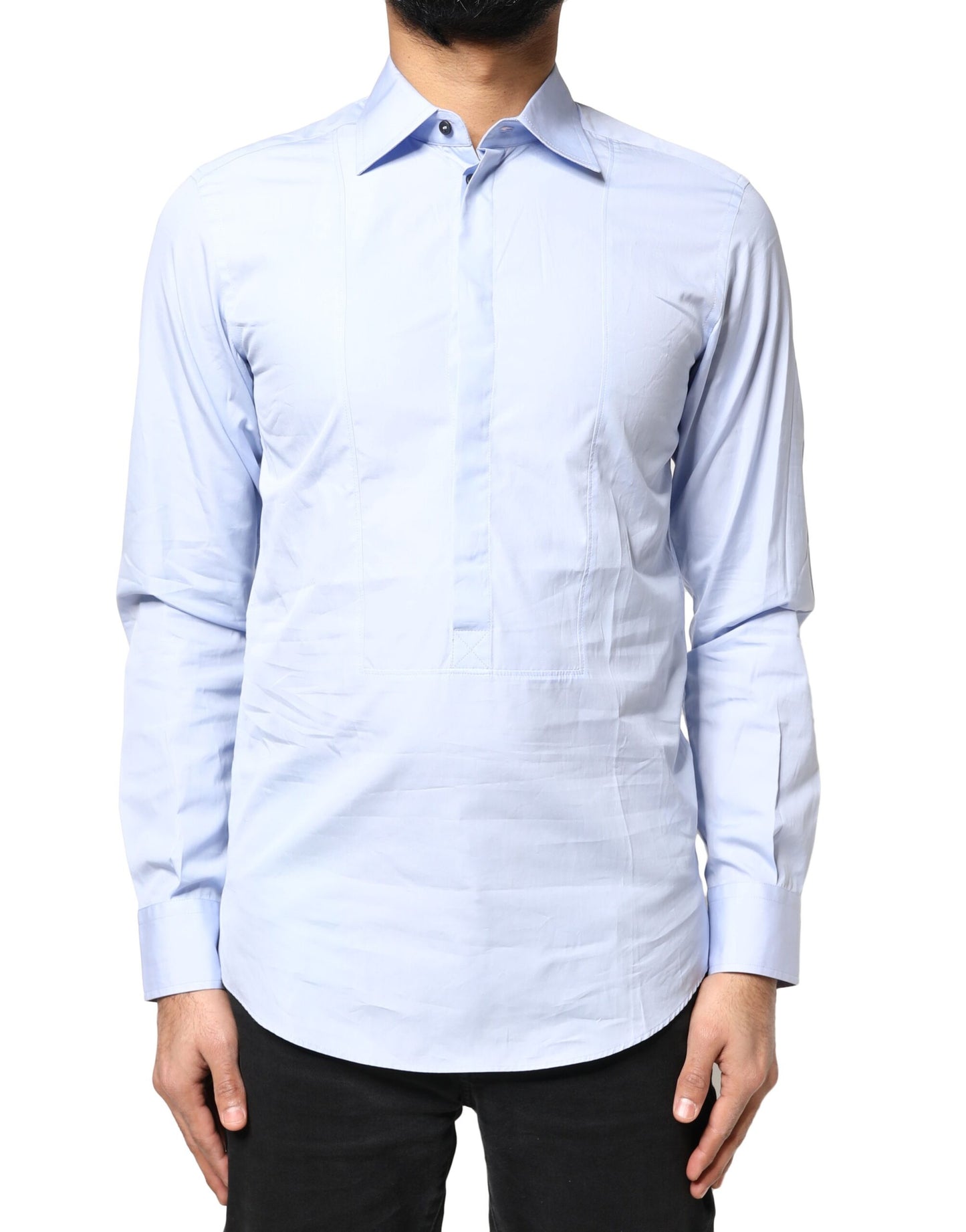 Light Blue Cotton Long Sleeves Dress Shirt