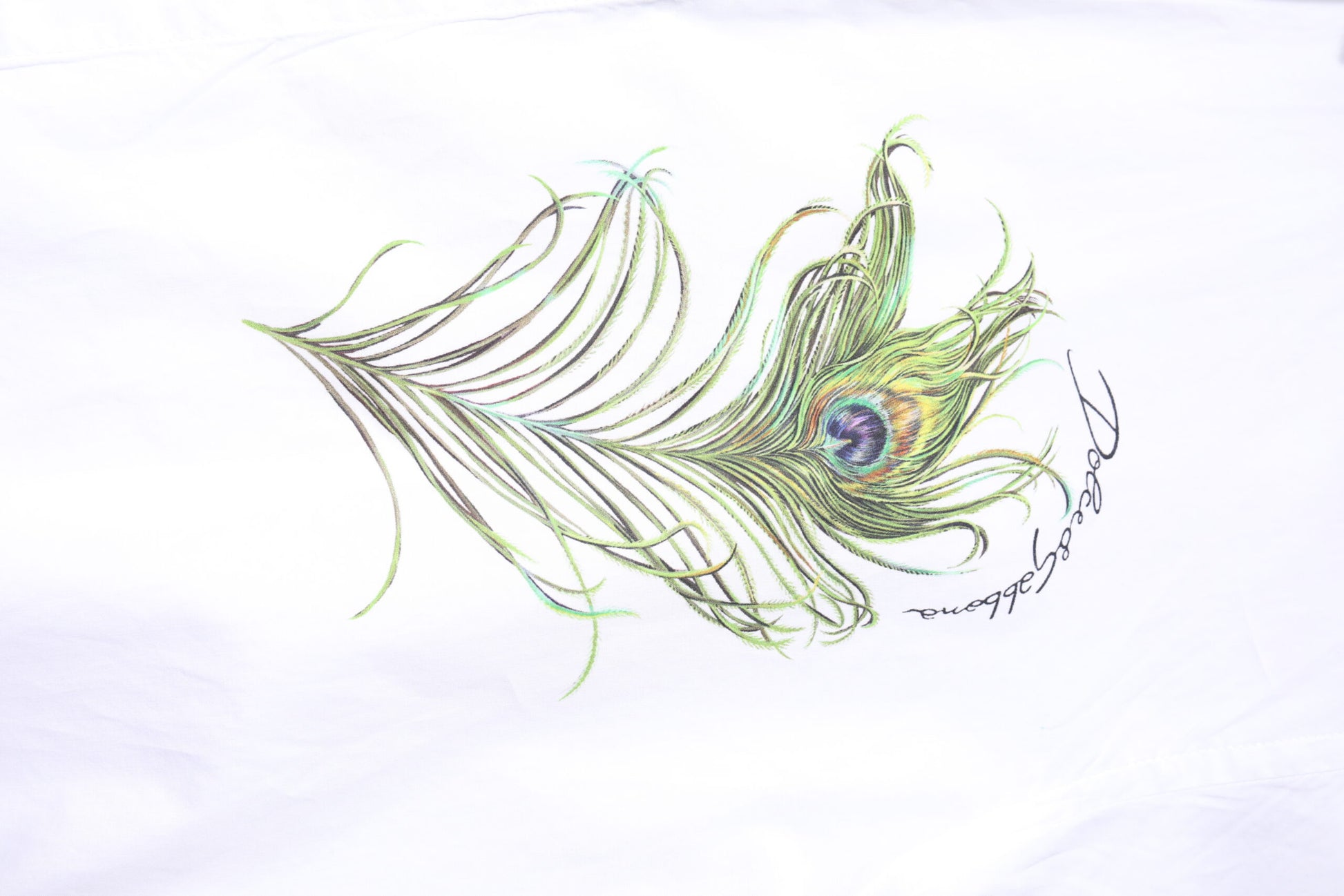 White Cotton Peacock Feather GOLD Formal Shirt