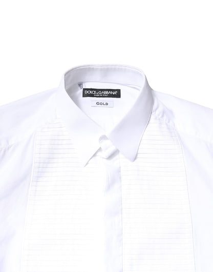 White GOLD Cotton Poplin Bib Men Dress Shirt