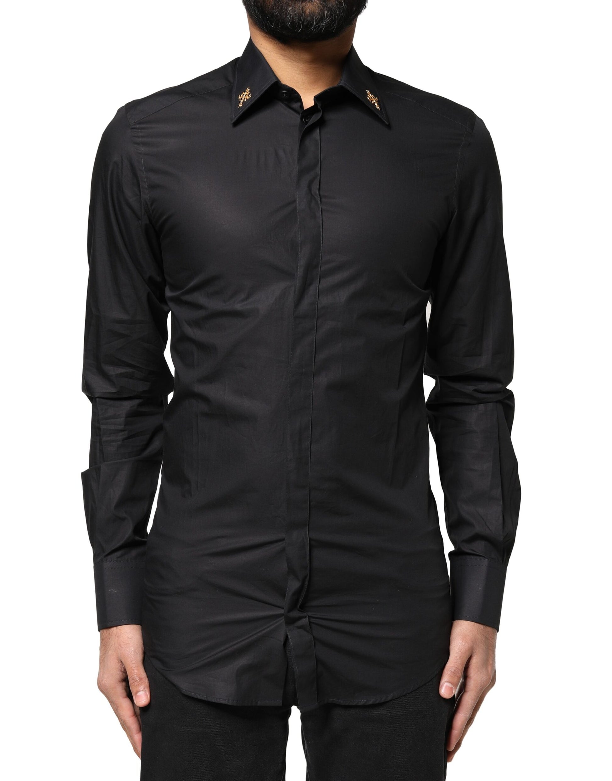 Black GOLD Cross Embellished Men Dress Shirt