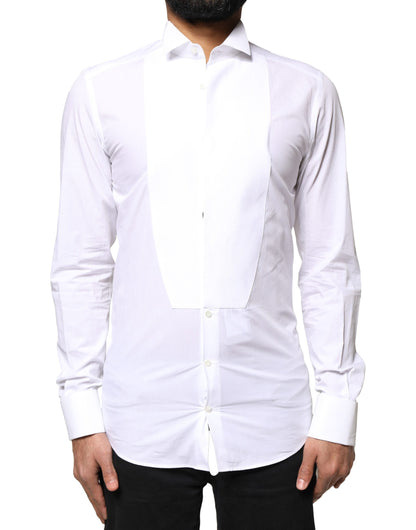 White GOLD Cotton Poplin Bib Formal Men Dress Shirt