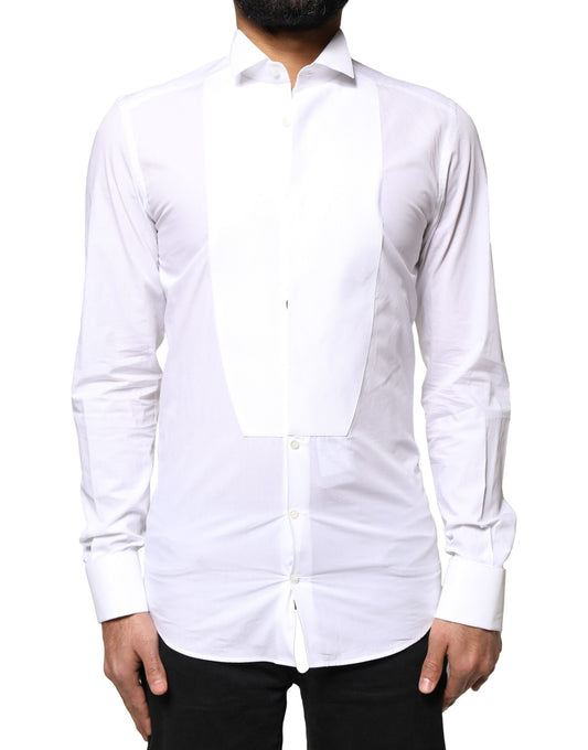 White GOLD Cotton Poplin Bib Formal Men Dress Shirt