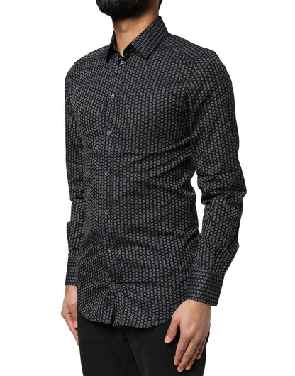 Black GOLD Patterned Cotton Men Dress Shirt