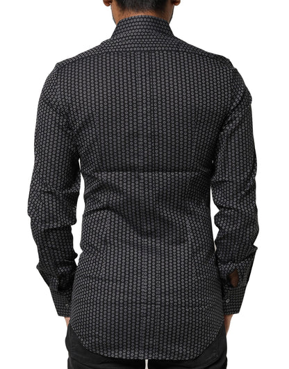 Black GOLD Patterned Cotton Men Dress Shirt