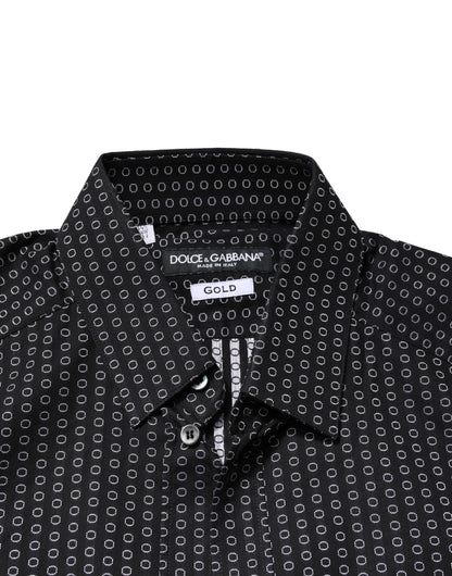 Black GOLD Patterned Cotton Men Dress Shirt