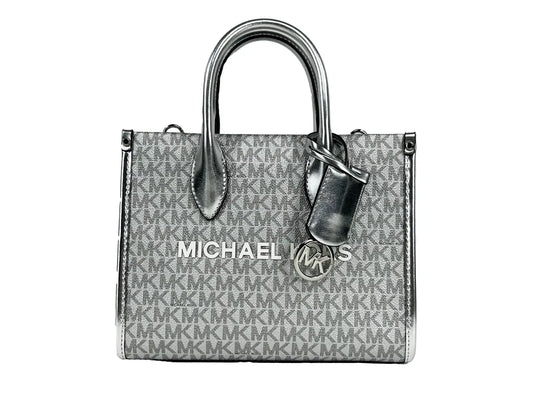 Mirella Signature Small Top Zip Tote Bag Silver