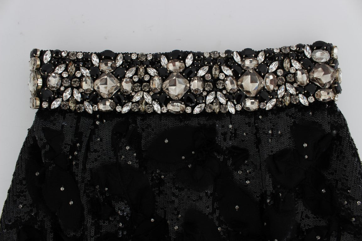 Crystal Sequined Silk High Waist Shorts