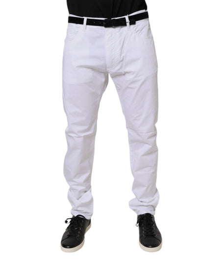 White Cotton Stretch Skinny Dress Formal Pants