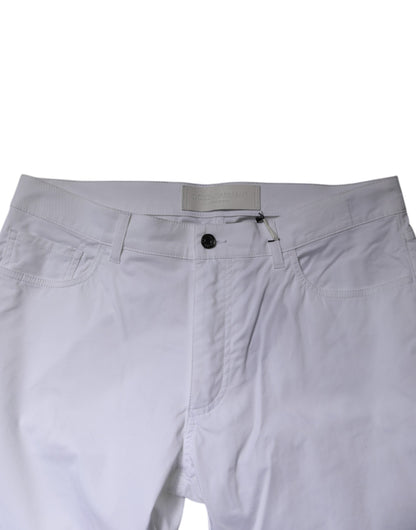 White Cotton Stretch Skinny Dress Formal Pants