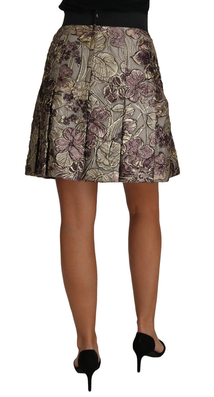 Elegante falda de jacquard con estampado floral en forma de A