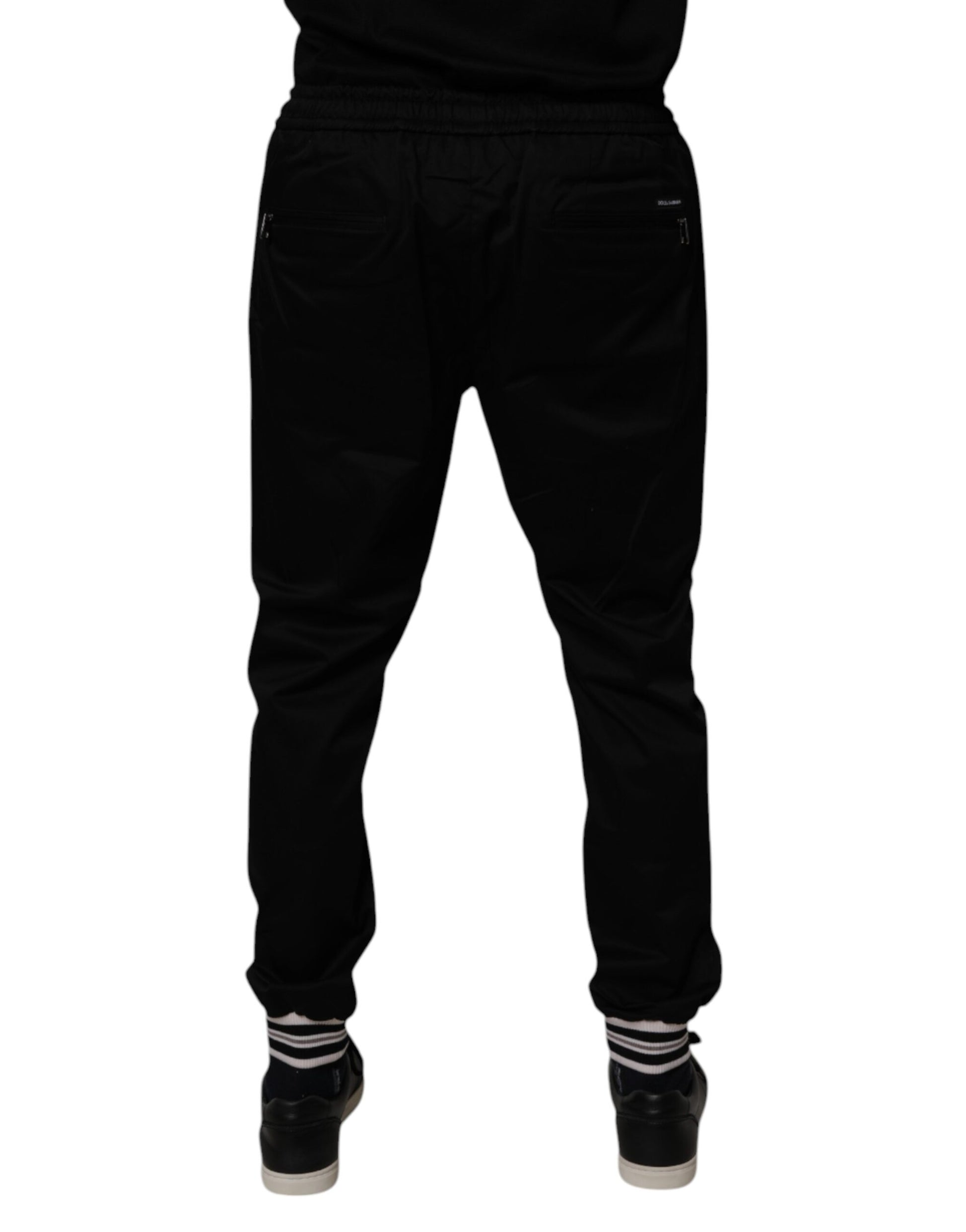 Black Cotton Stretch Jogger Sweatpants Pants