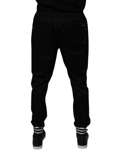 Black Cotton Stretch Jogger Sweatpants Pants