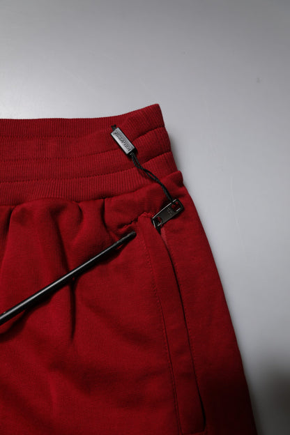 Red Logo Tape Cotton Jogger Sweatpants Pants