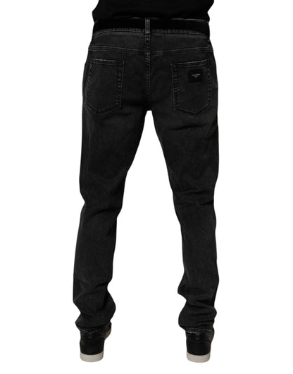 Black Cotton Stretch Men Skinny Denim Jeans