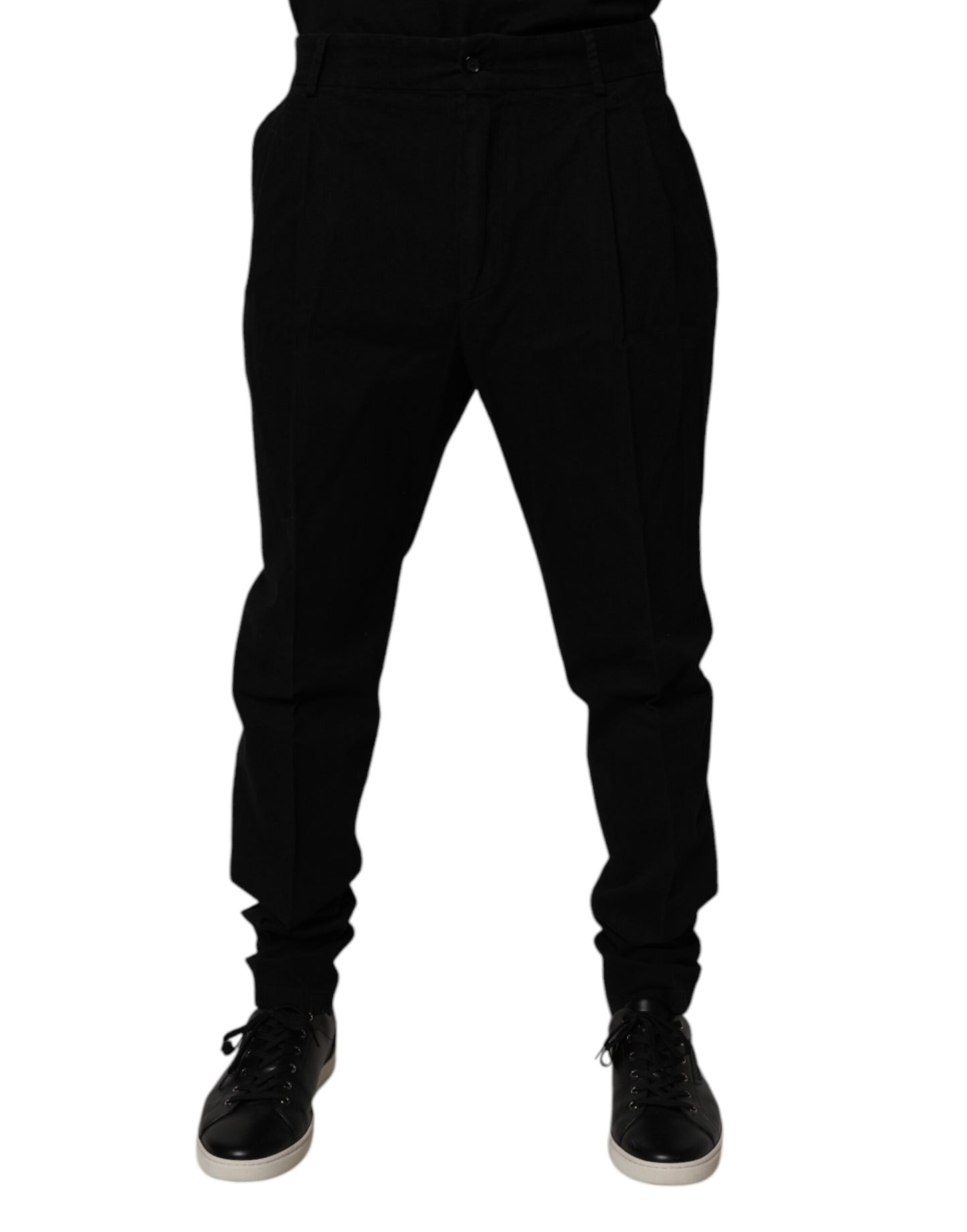 Black Cotton Stretch Skinny Pants
