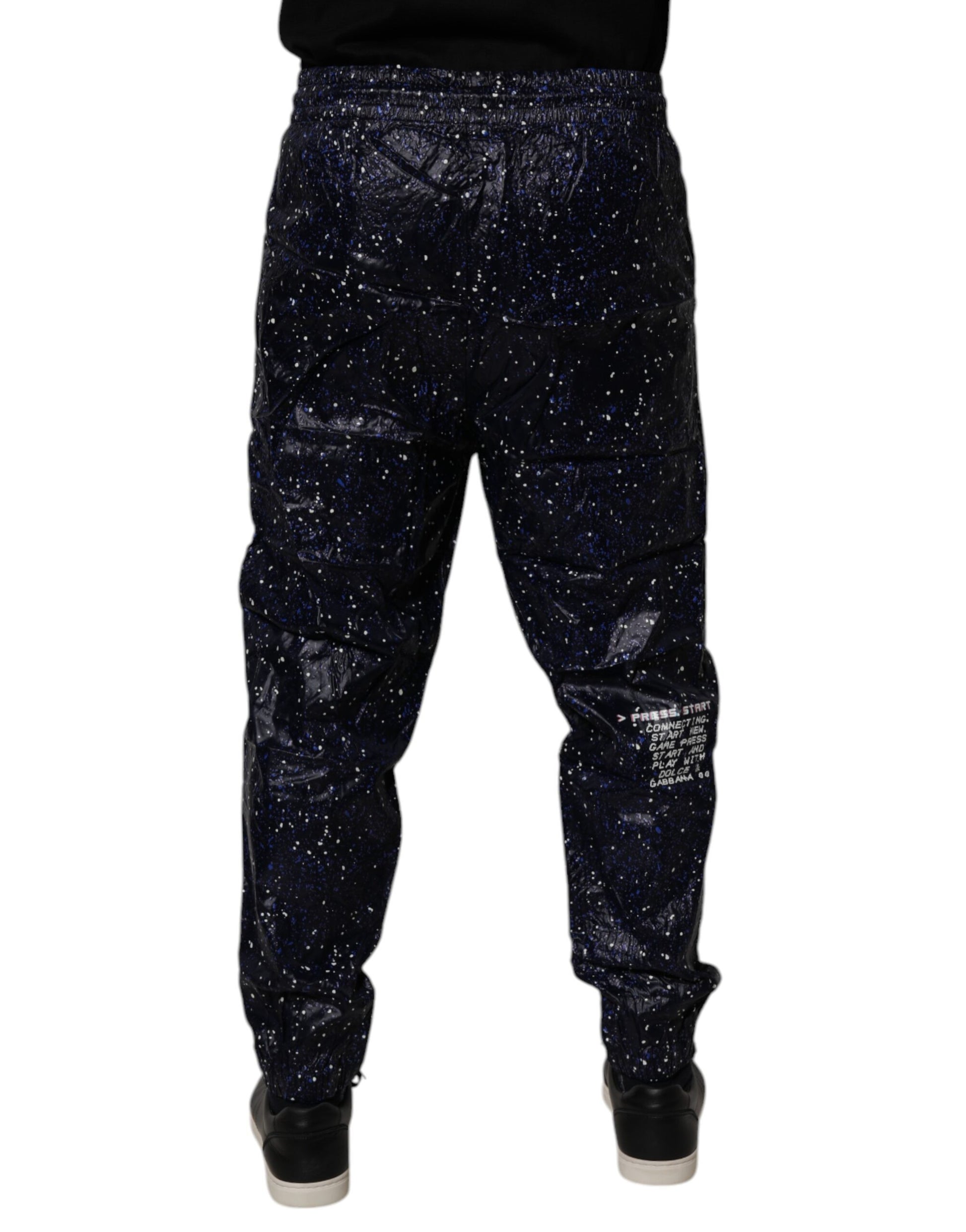 Dark Blue DG Game Print Cotton Jogger Pants